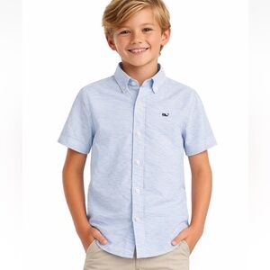 Vineyard Vines Boys 'Whale Shirt' Button Front Shirt Striped Sz 8-10